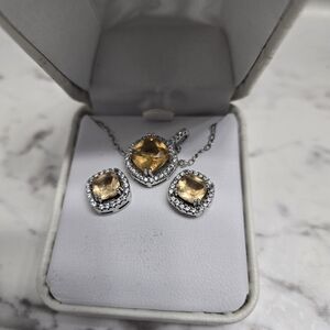 Sterling Silver And Topaz Elegant Silver and Gold Jewelry Set